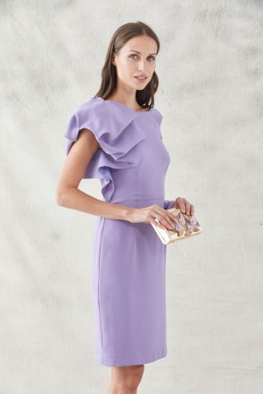 comprar online vestidos lilas mangas asimetricas manga lanrga escote redondo eventos fiesta apparentia