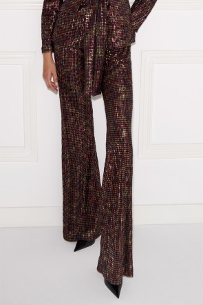 pantalon palazzo plisado estampado metalizado