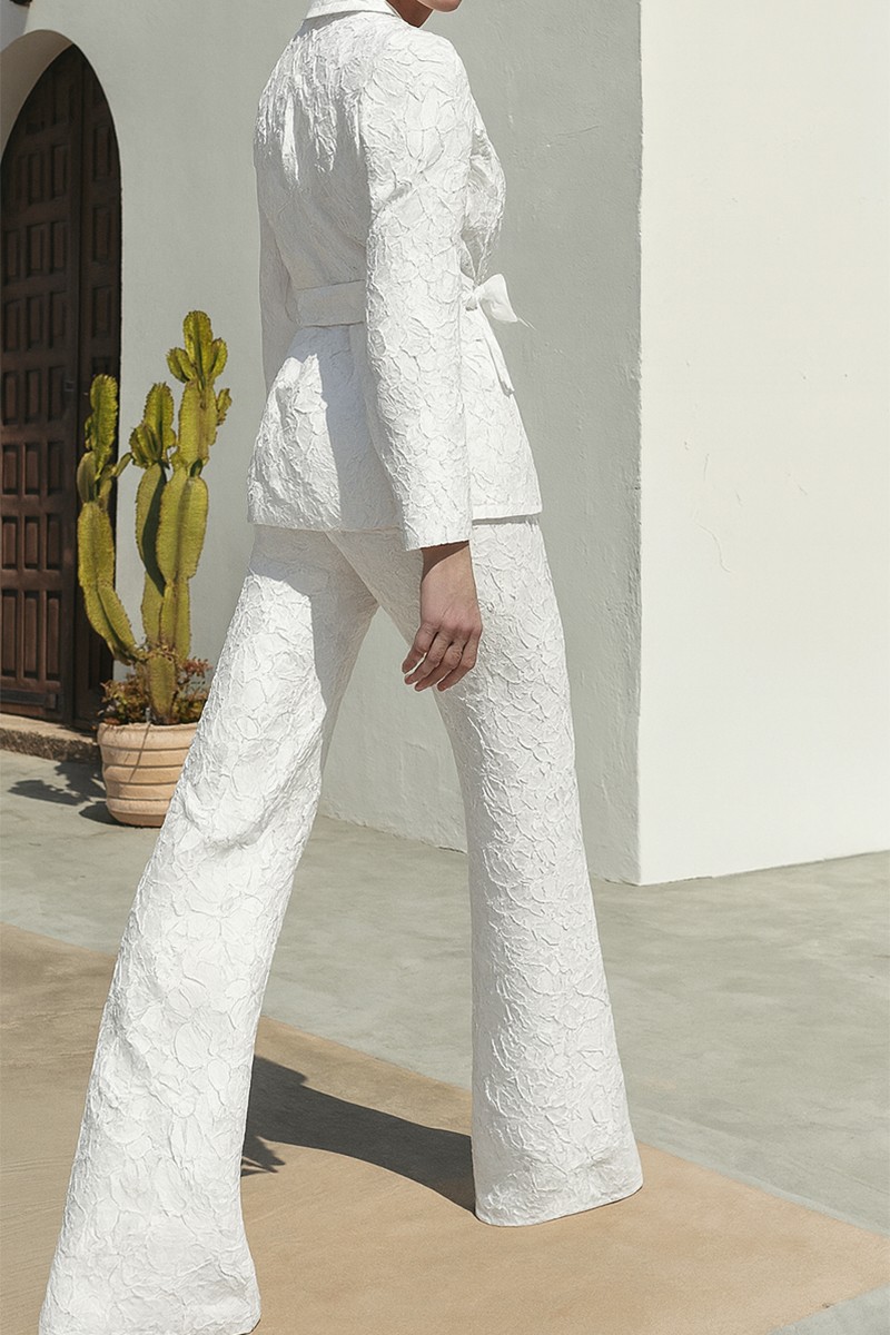 traje de chaqueta y palazzo brocado blanco para madre comunion comprar online