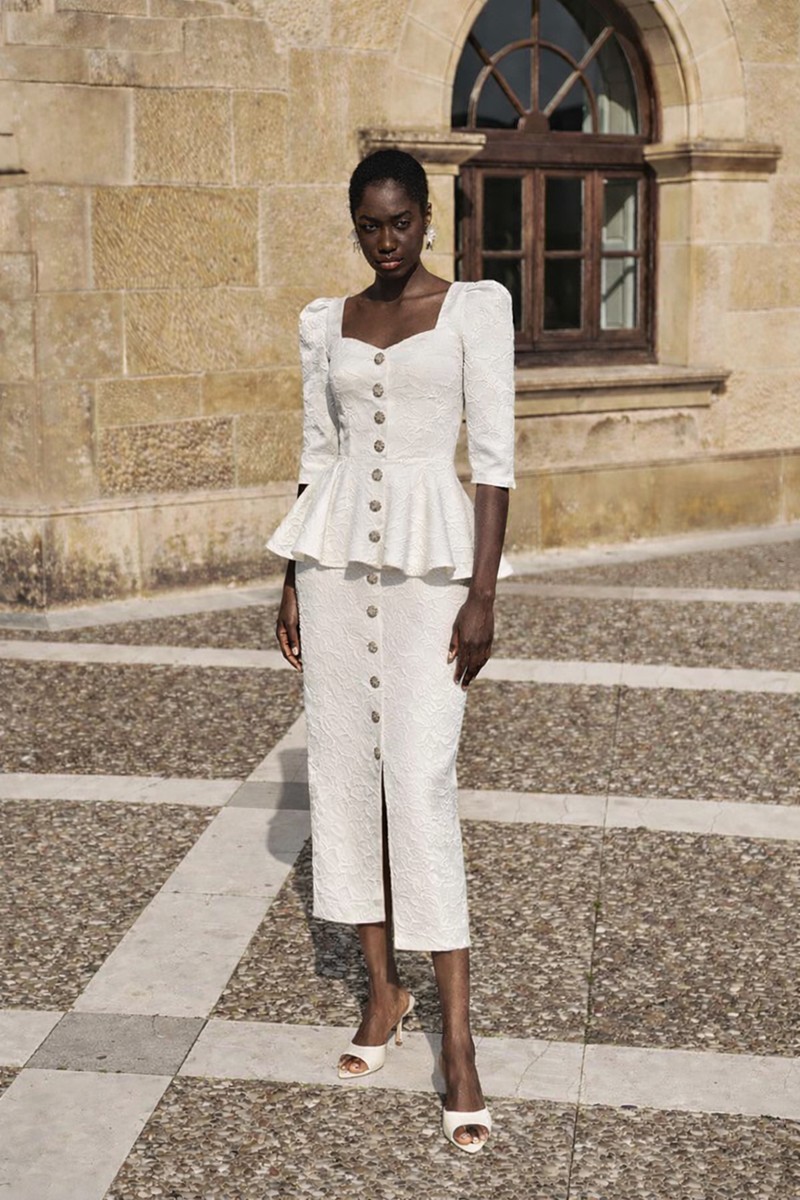 Vestido blanco con manga francesa para mama comunion comprar online