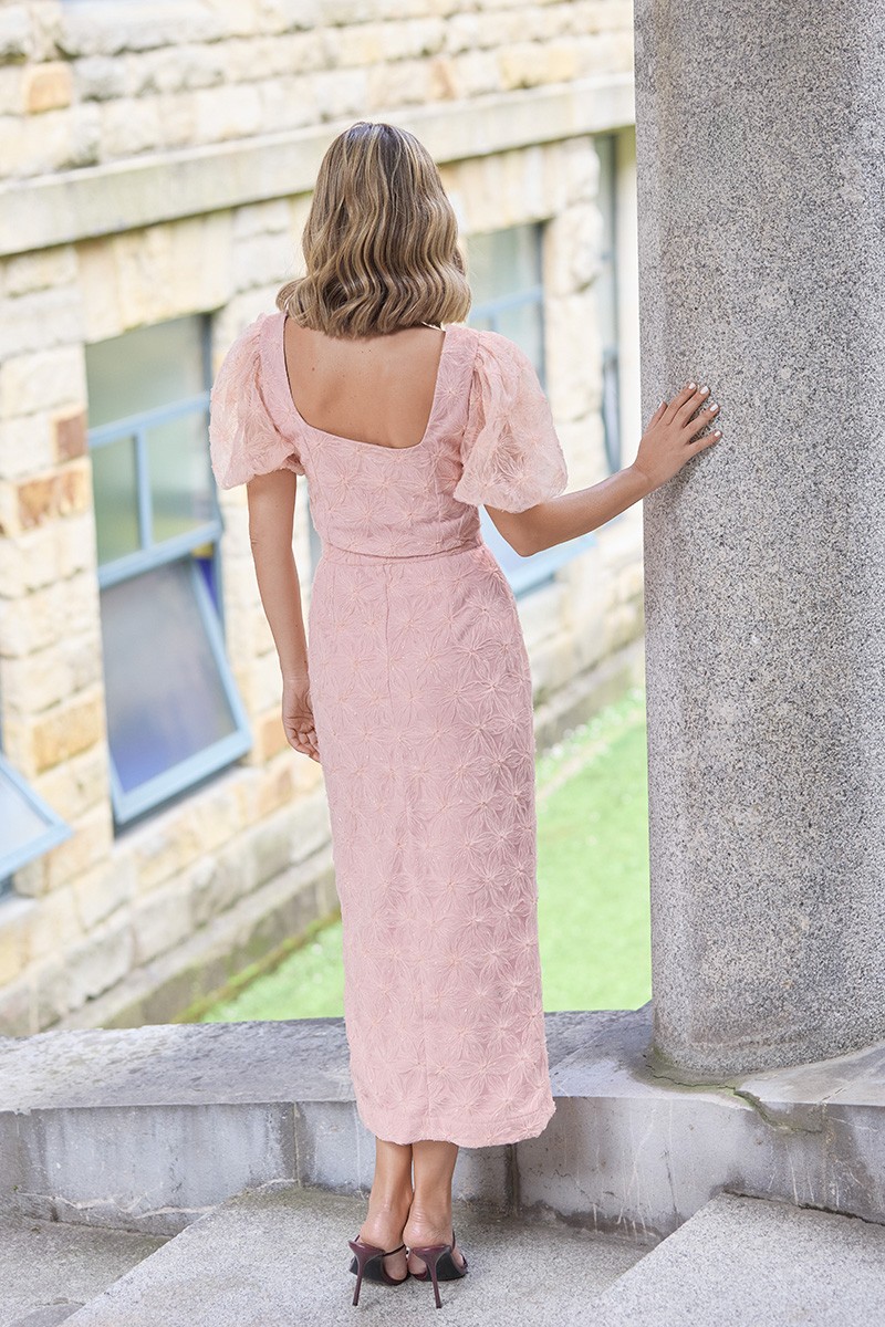 conjunto de top y Falda de fiesta en tul rosa palo bordado con motivo de flores para invitadas a boda de primavera/verano, mamá de comunión, bautizo, evento